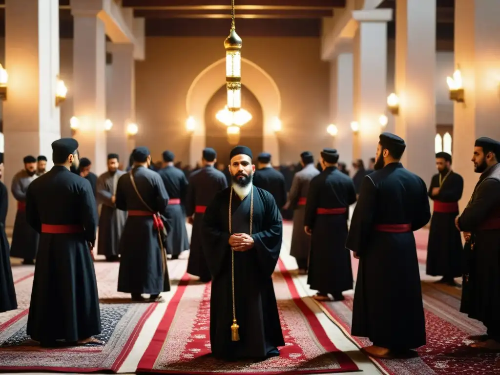 Devoción en Ashura: Ritual de Auto-flagelación Shia Grupo de musulmanes chiitas en la mezquita durante la festividad musulmana en contexto cultural