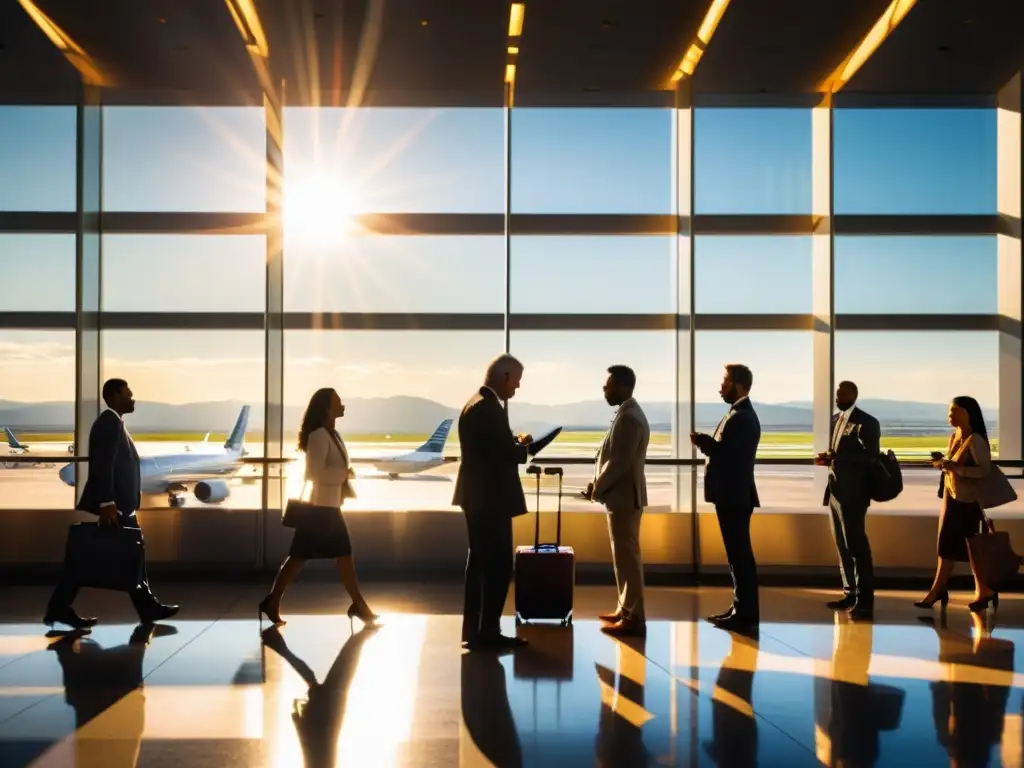 Grupo de profesionales rezando en aeropuerto