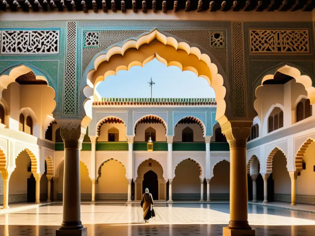 Herencia intelectual de universidades islámicas: la Universidad de Al Quaraouiyine en Fez, Marruecos, con su arquitectura islámica y ambiente académico