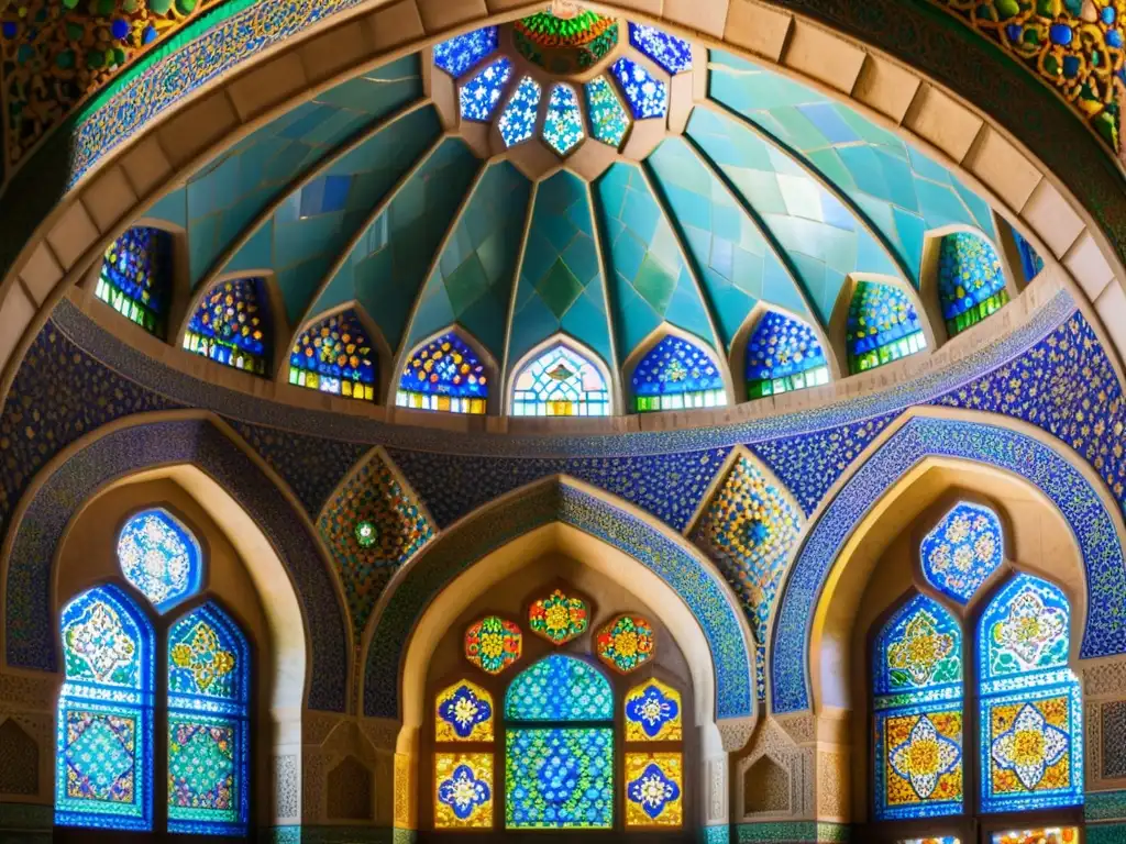 Una hermosa mezquita con patrones geométricos y azulejos coloridos en Shiraz, Irán