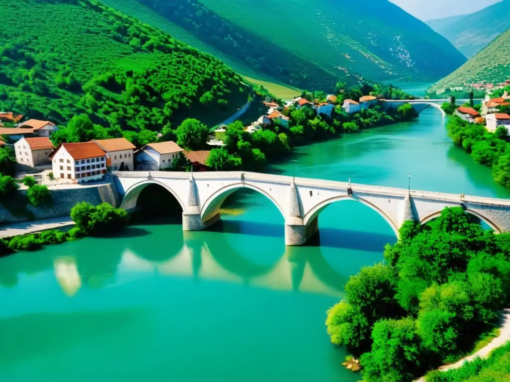 Hermoso puente histórico de Mehmed Pasha Sokolovic en Visegrad, Bosnia y Herzegovina