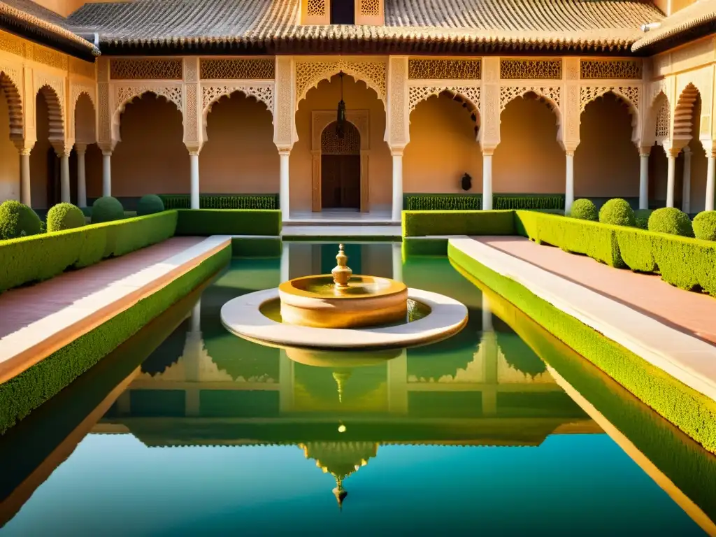 Explorando historia islámica dinastías conquistas: Imagen realista de la majestuosa Alhambra de Granada