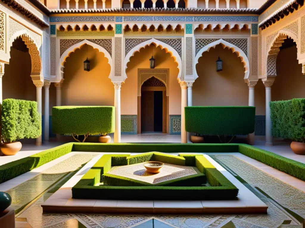 Una ilustración detallada de la Alhambra, con sus intrincados diseños y arquitectura