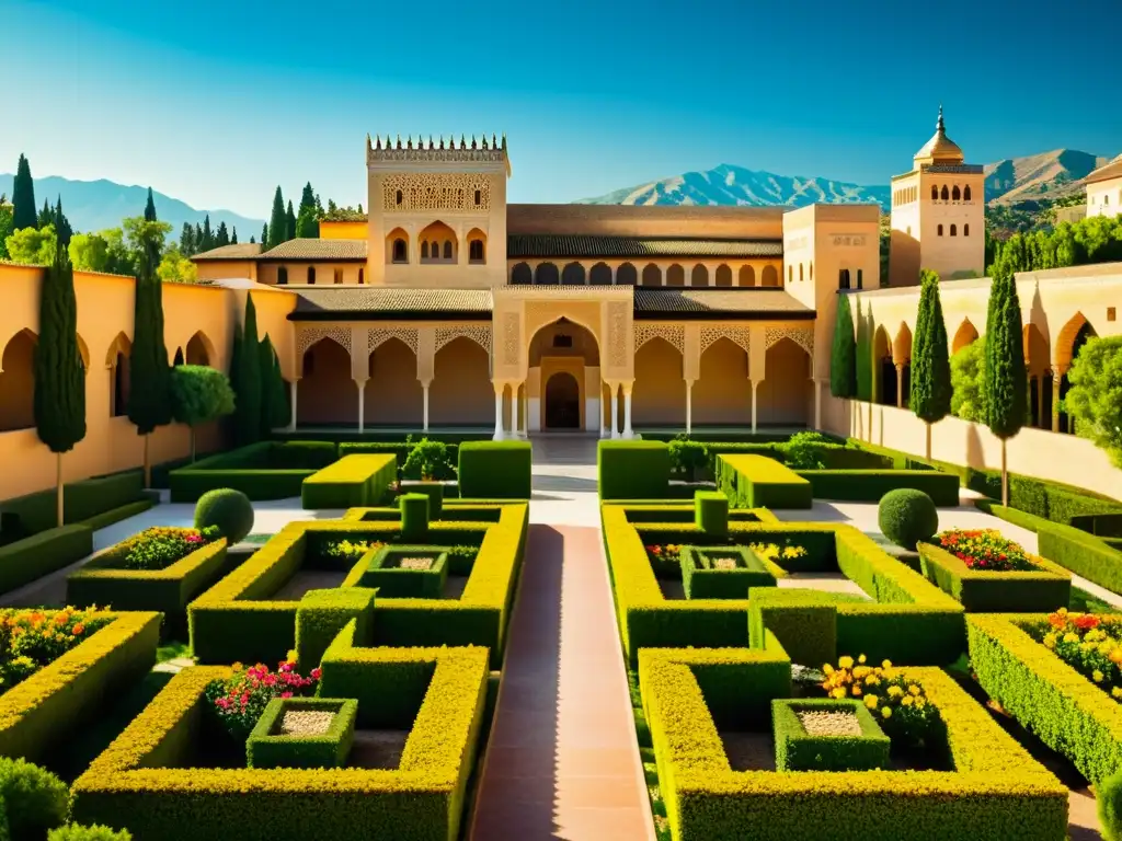 Imagen de la Alhambra en Granada, España, resaltando los conocimientos botánicos en arquitectura paisajística islámica