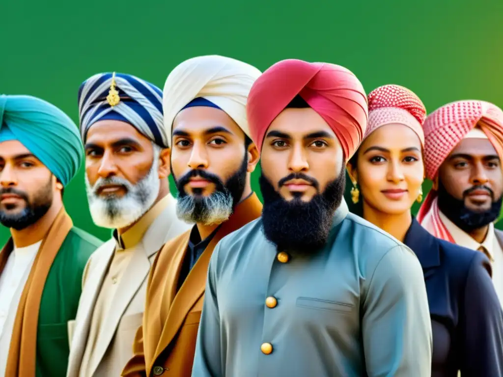 Imagen detallada de personas con turbantes islámicos únicos, reflejando la diversidad cultural y el significado histórico del turbante islámico