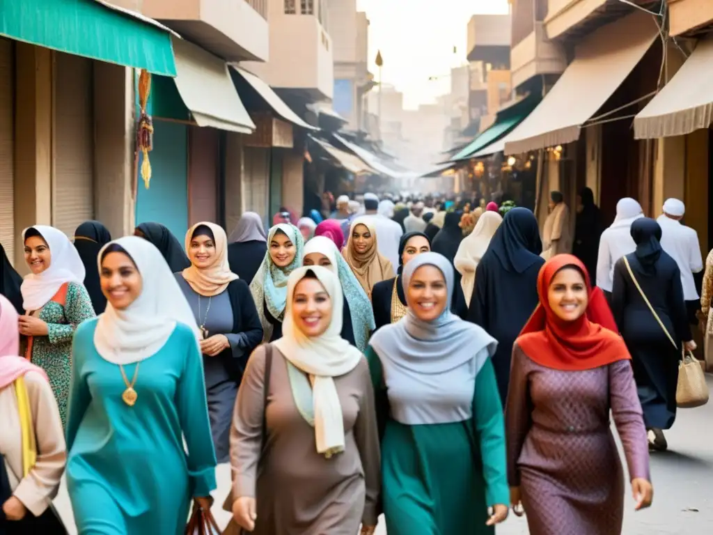 Imagen de la diversidad y evolución del significado cultural del hijab en Egipto, reflejando la rica tapestry cultural del país