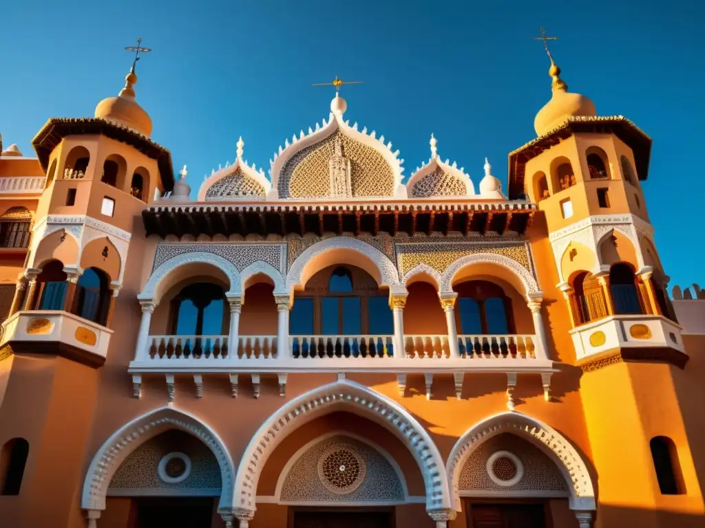 Imagen impactante de la Casa de la Sabiduría en el califato abasí, con detalles arquitectónicos, figuras y jardines exuberantes