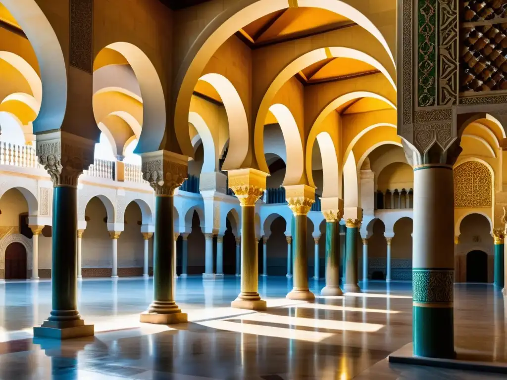 Imagen impactante de la Gran Mezquita de Córdoba, reflejando la grandeza del Califato Omeya en la Era Dorada