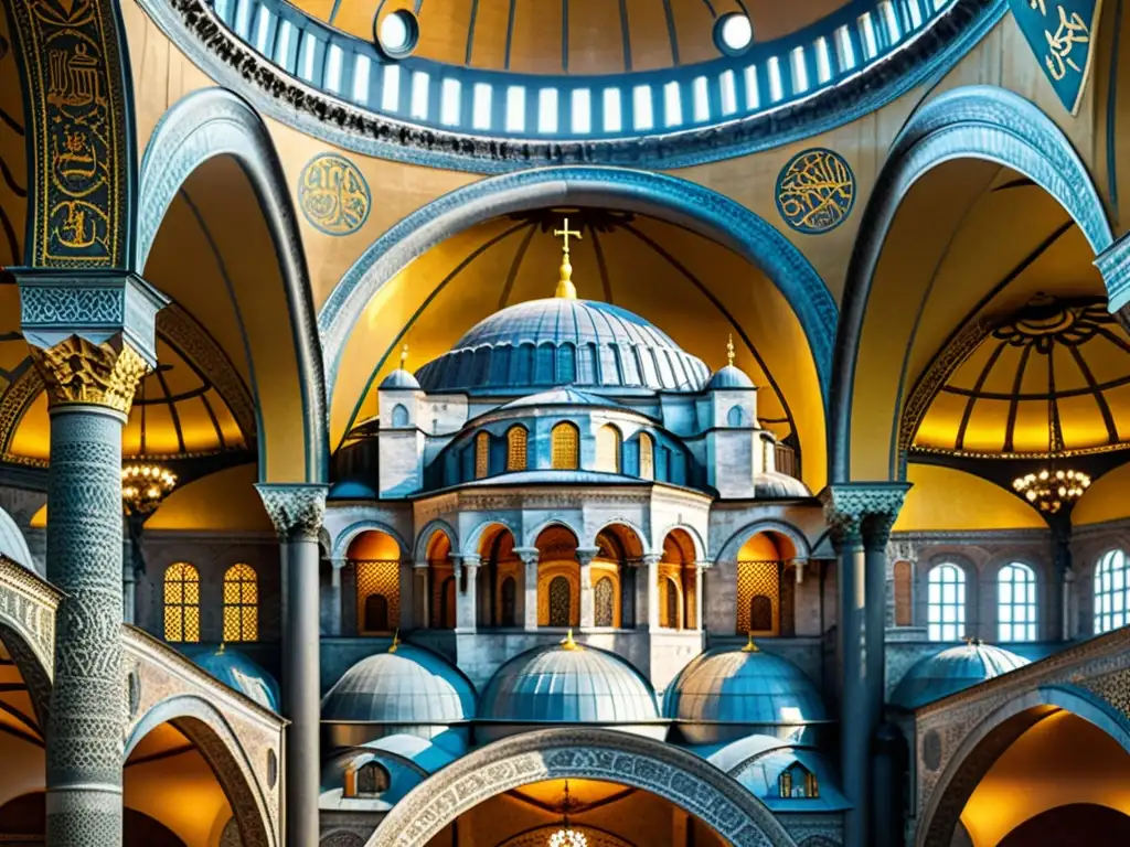 Imagen impactante de la Hagia Sophia en Estambul, con influencias grecobizantinas en su arquitectura islámica