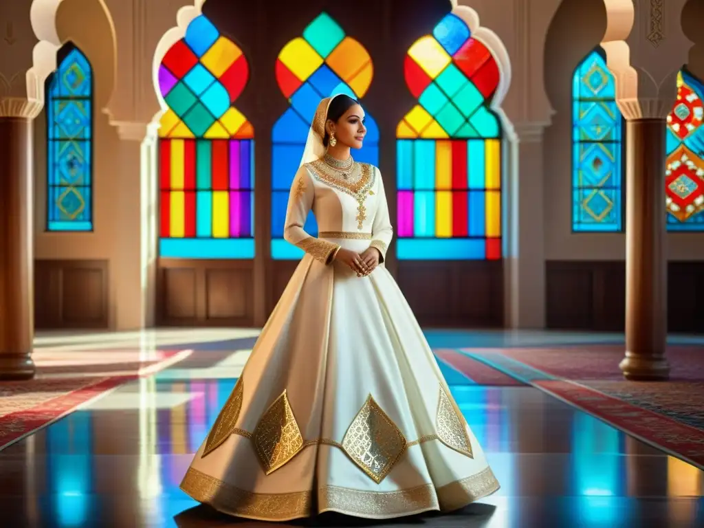 Imagen impactante de mujeres en tradicionales trajes de boda islámicos, celebrando un contrato matrimonial en una hermosa mezquita