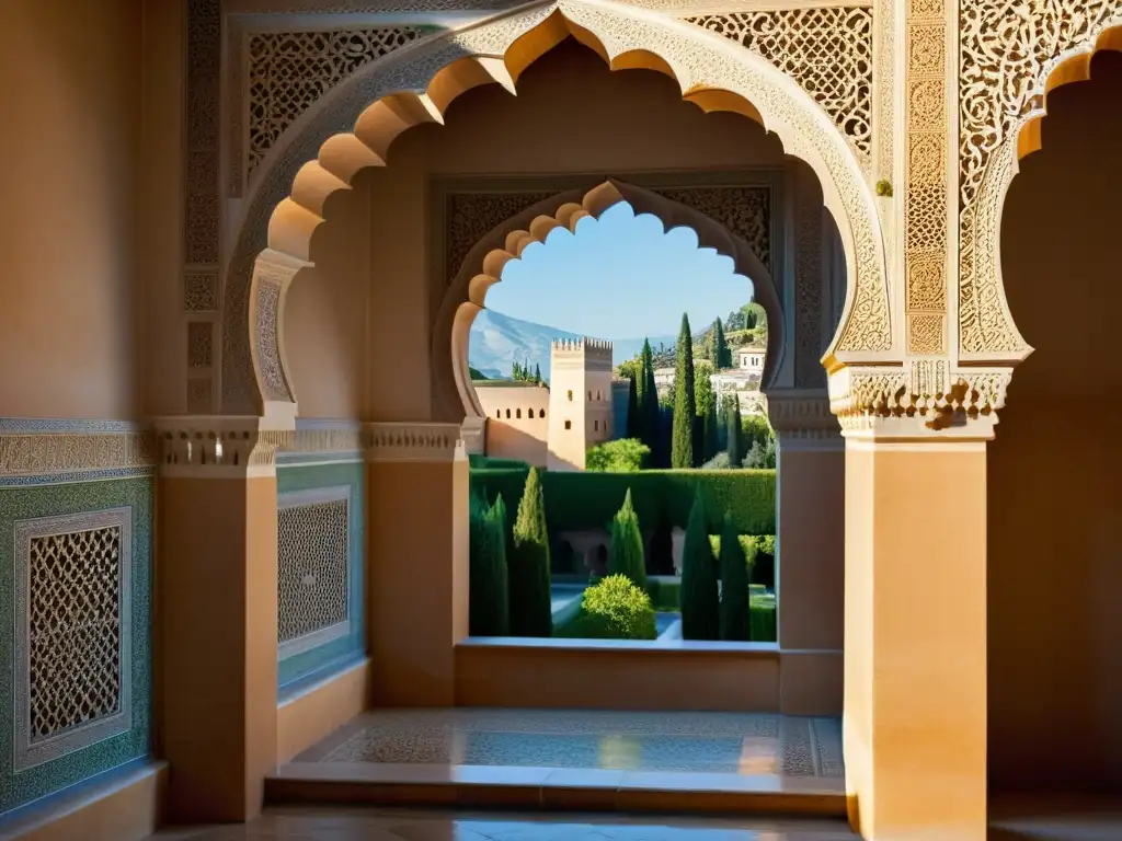 Imagen impresionante de la Alhambra en Granada, con detalles arquitectónicos islámicos y la caída de Granada 1492 Islam