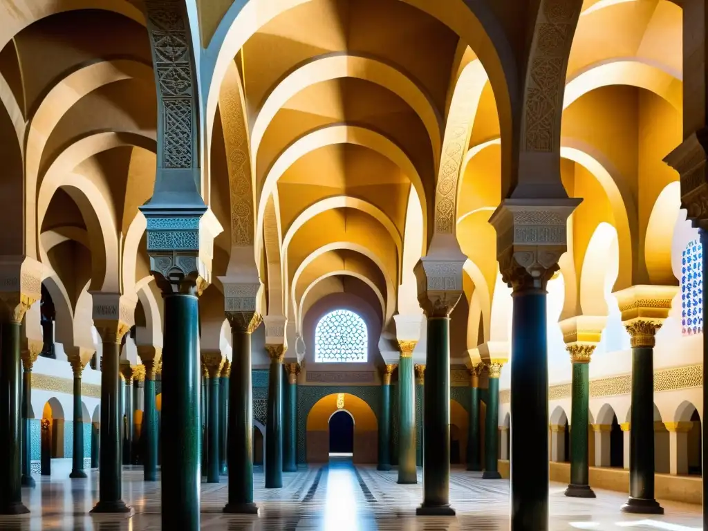 Una imagen impresionante del interior de la Gran Mezquita de Córdoba, mostrando proporción y balance en la arquitectura de las mezquitas