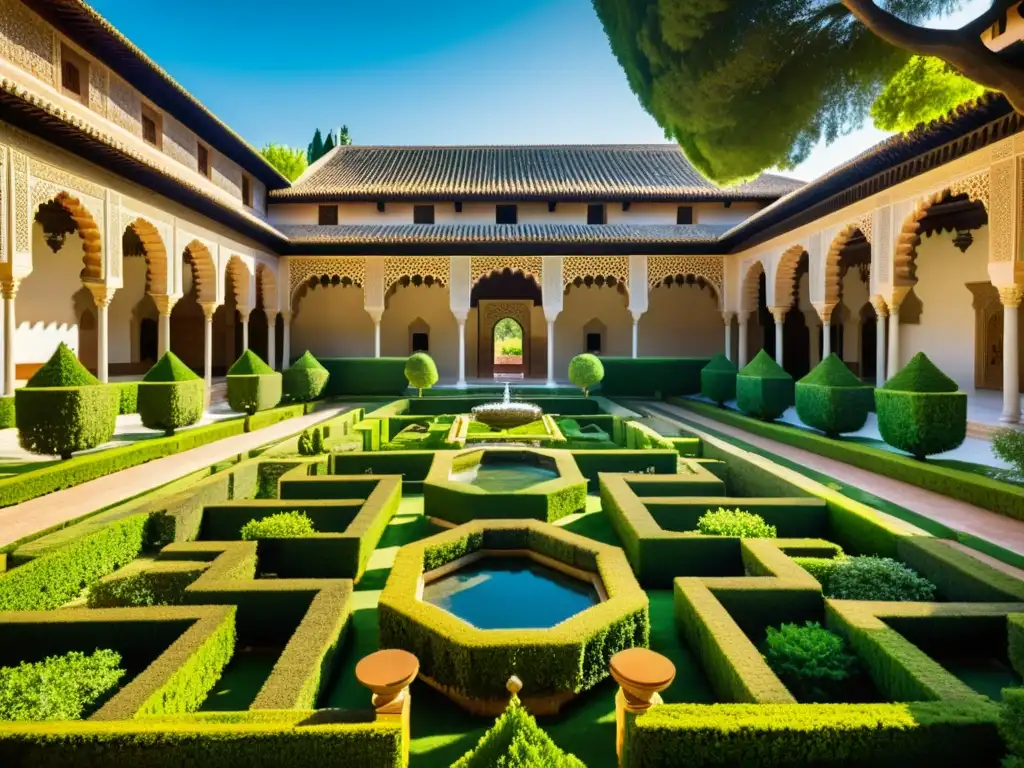 Imagen realista de los Jardines del Generalife de la Alhambra, Granada