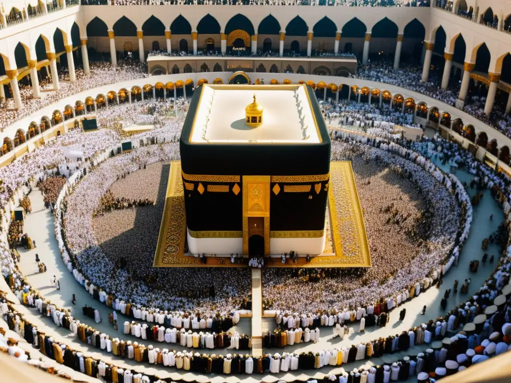 Una impactante imagen panorámica de peregrinos circulando la Kaaba en La Meca, durante la peregrinación en Arabia Saudí Islam