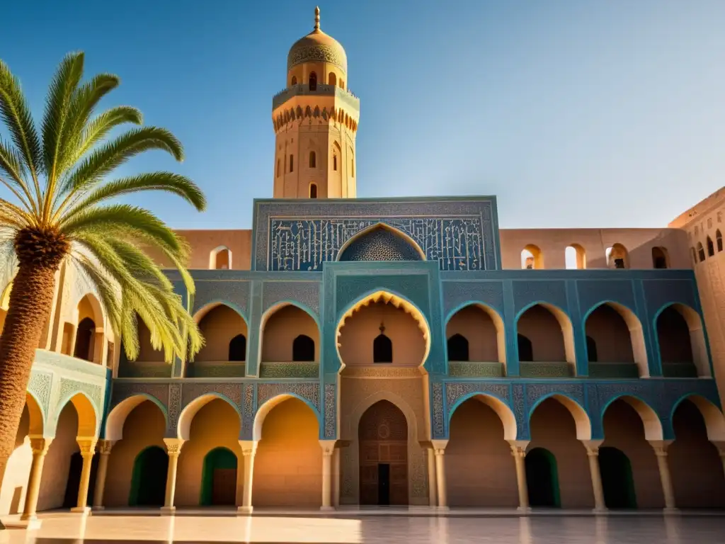 Imponente mezquita de Samarra bajo el sol, reflejando la arquitectura islámica bajo los mogoles conquistadores del arte islámico