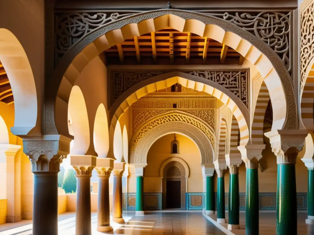 Una impresionante imagen realista de la Mezquita de Córdoba, con detalles arquitectónicos islámicos y la influencia del arte islámico en Occidente