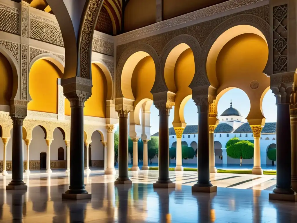 Fotografía impresionante de la Mezquita de Córdoba, con detalles arquitectónicos islámicos y la fusión artística en el islam