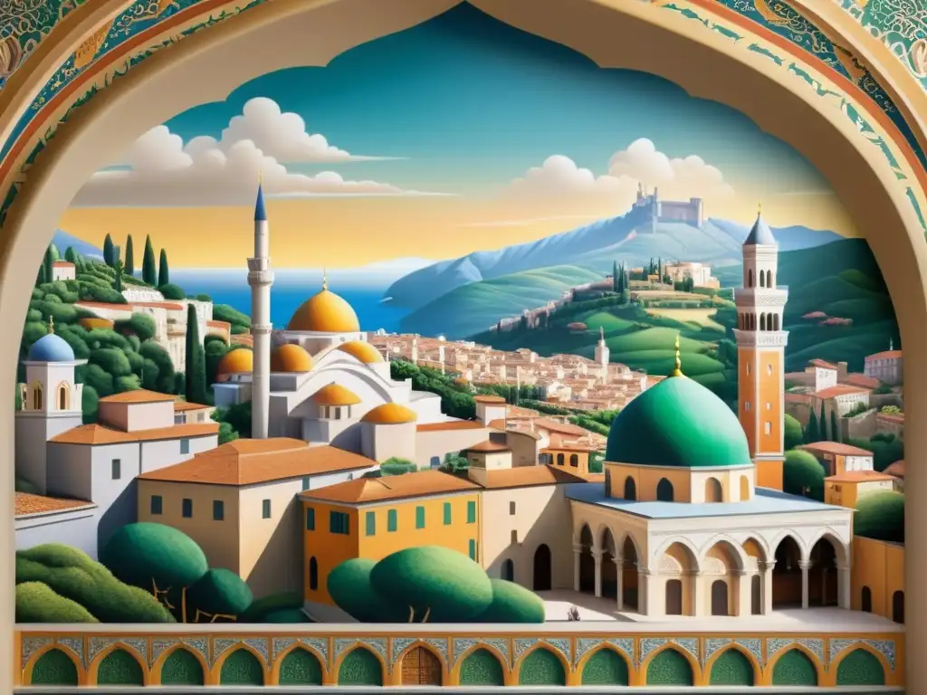 Murales históricos: La comunidad musulmana en Italia a través de los siglos Un impresionante mural detalla la historia y la vida de la Comunidad musulmana en Italia, desde la Edad Media hasta la actualidad
