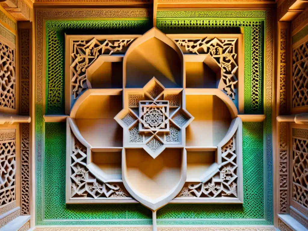 Increíble diseño geométrico islámico en la Alhambra, Granada