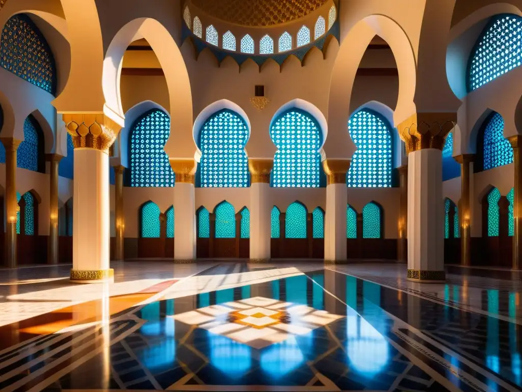 Increíble influencia de las mezquitas en arquitectura: patrones geométricos, arcos, luz y colores vibrantes en una mezquita impresionante