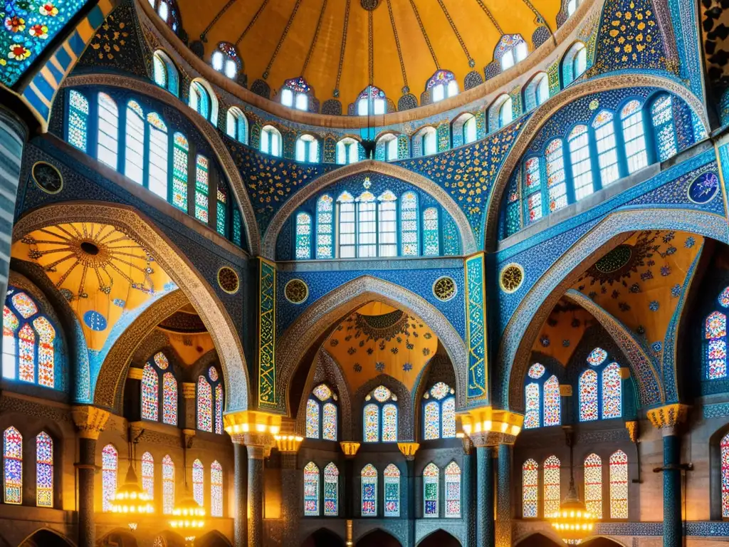 Increíble ornamentación en mezquitas islámicas: detallados diseños y colores vibrantes en la arquitectura de la Mezquita Azul de Estambul