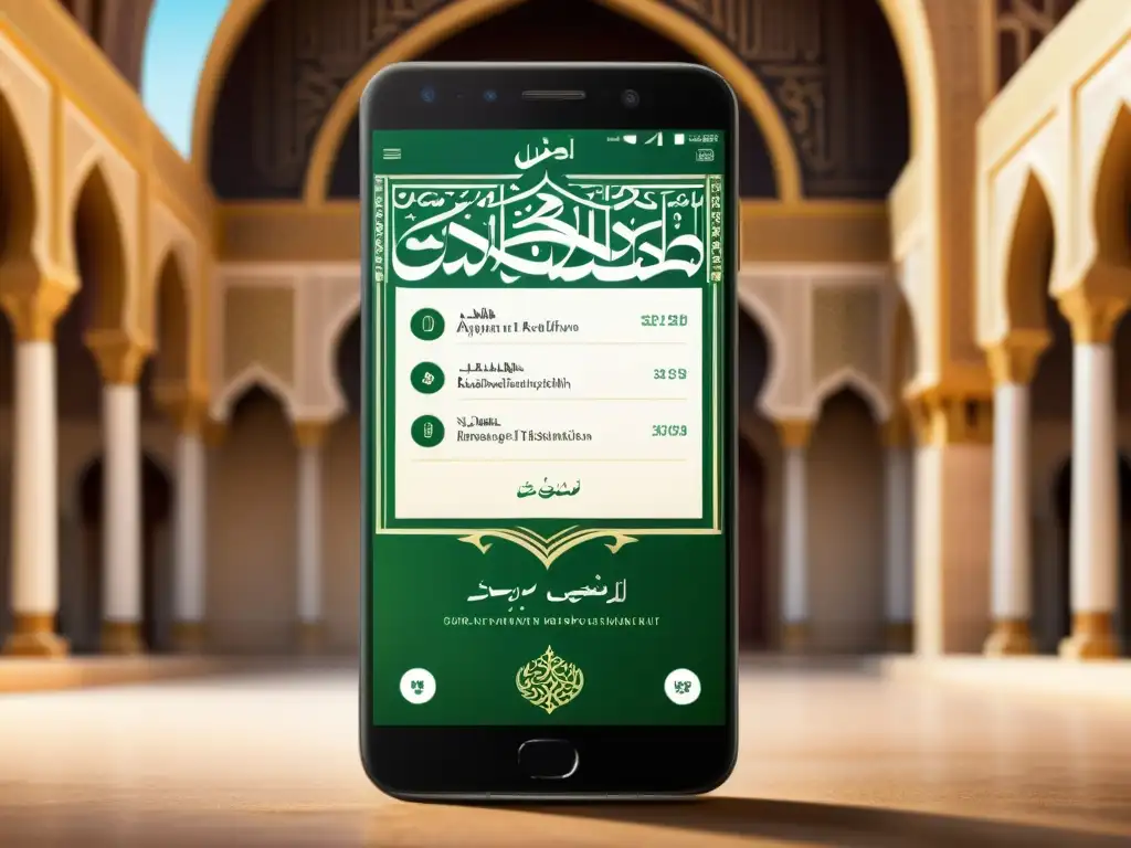 Interfaz de app para gestionar Zakat y caridad en viajes