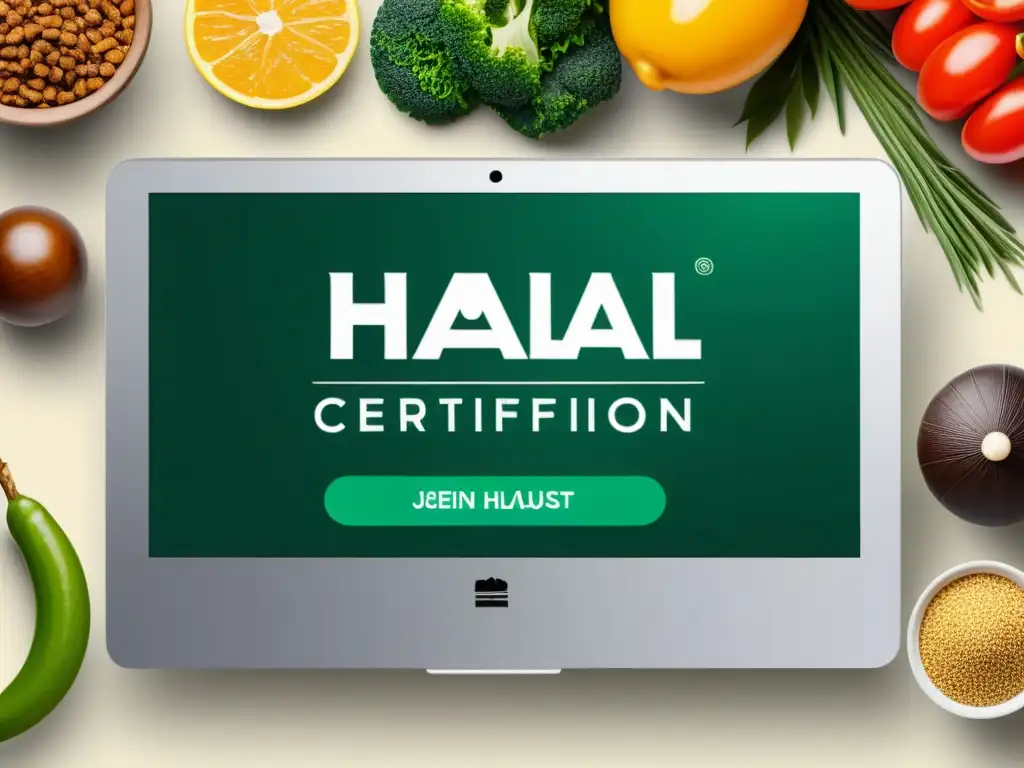 Interfaz moderna de ecommerce con certificación Halal en productos, transmitiendo confianza y profesionalismo