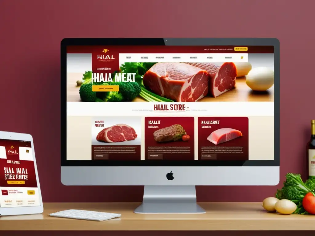 Interfaz moderna de tienda de carne Halal online con diseño profesional y confiable