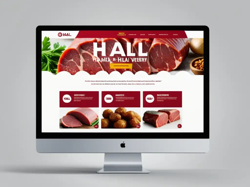 Interfaz web de entrega de carne Halal con consejos para comprar carne Halal online