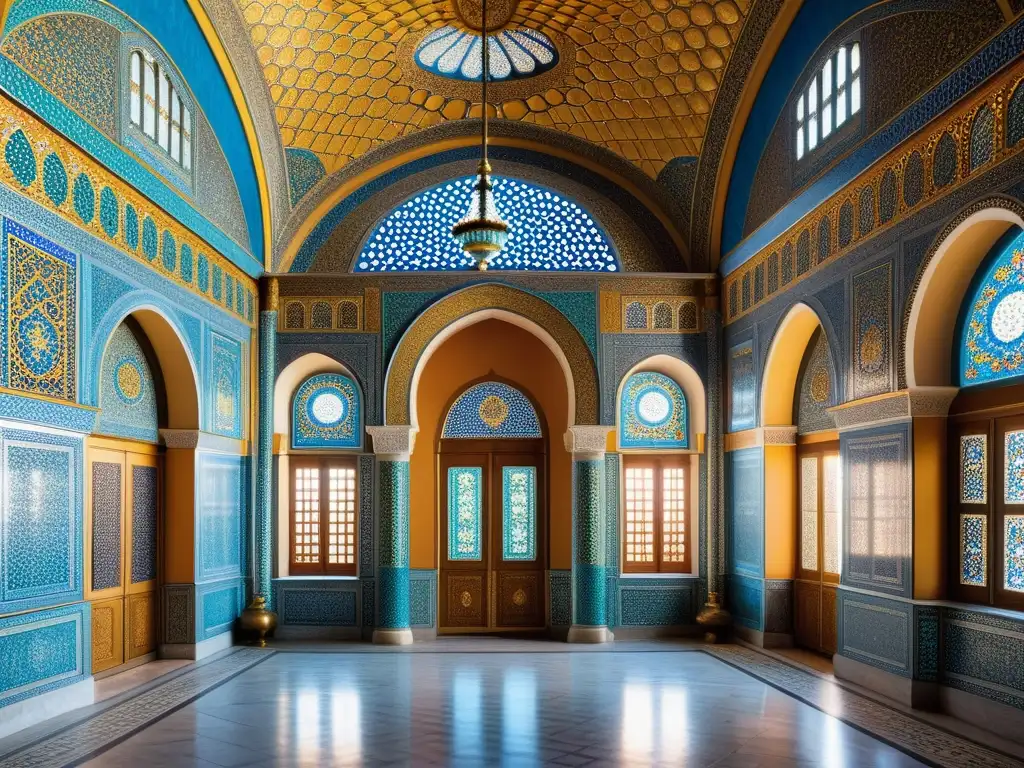 Interior deslumbrante del Palacio de Topkapi en Estambul, con detalles arquitectónicos, decoraciones ornamentadas y arte histórico