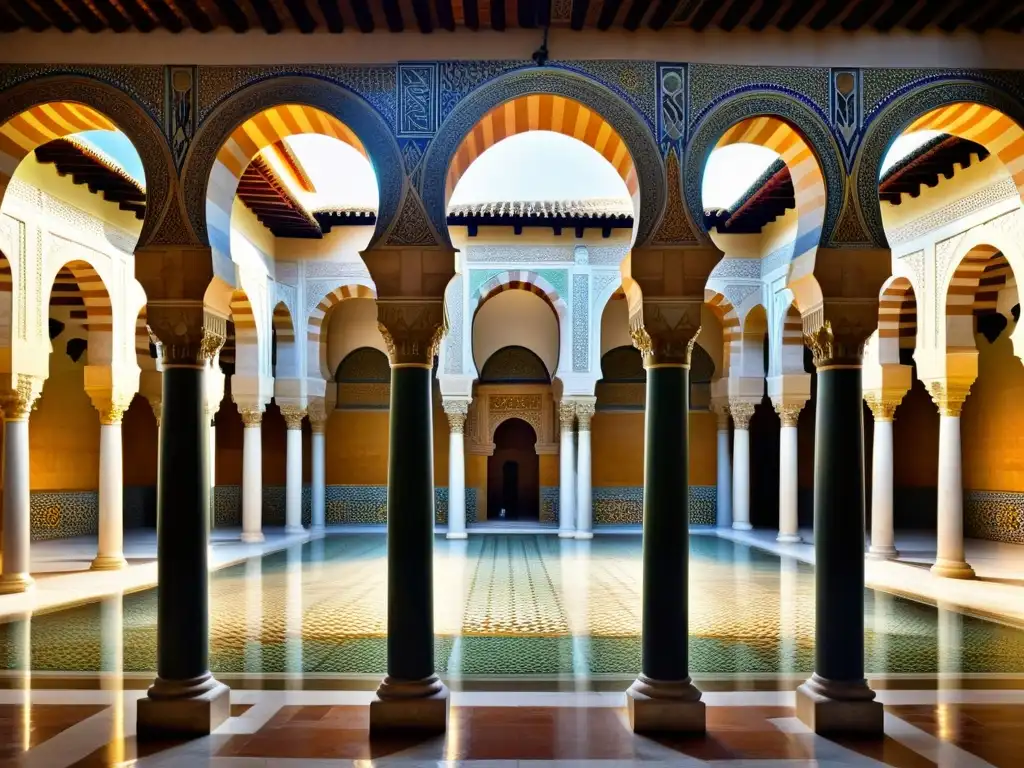 Interior impresionante de la Gran Mezquita de Córdoba, con impacto del comercio en arquitectura islámica