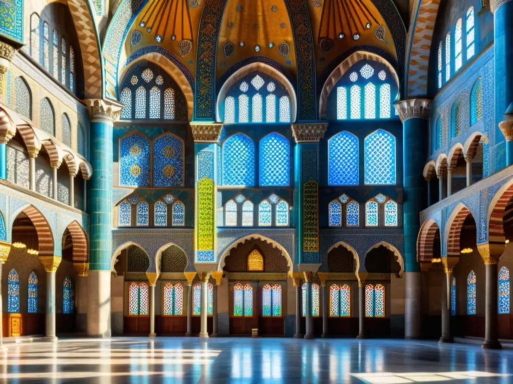 Interior impresionante de la Mezquita Azul en Estambul, Turquía