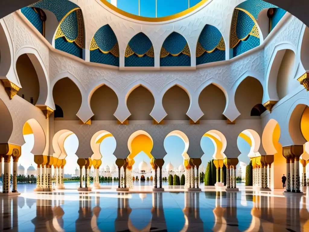 Interior impresionante de la Mezquita Sheikh Zayed en Abu Dhabi, con arte islámico en mosaico