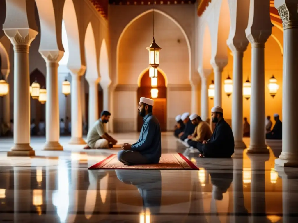 Un interior sereno de mezquita durante el Ramadán