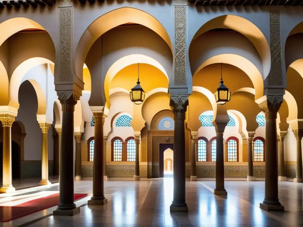 Interiores impresionantes de la Gran Mezquita de Córdoba, reflejando la grandeza de las mezquitas antiguas mundo islámico