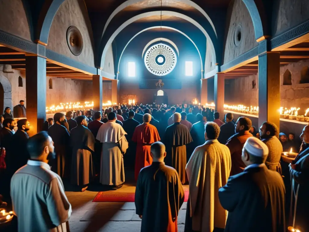 Heterodoxia islámica Aleví Turquía: Fotorealista imagen de adoradores Aleví en cemevi, celebrando ritual Sema en atmósfera serena y espiritual