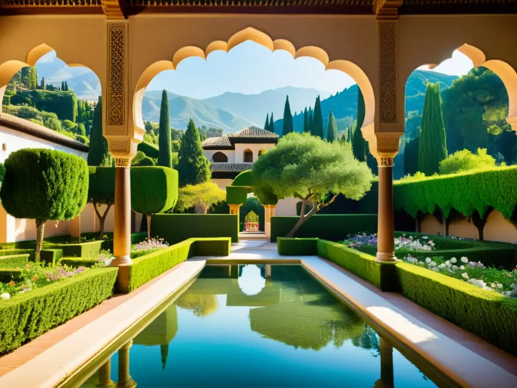 Jardines de la Alhambra: arquitectura paisajística islámica y naturaleza exuberante en Granada, España