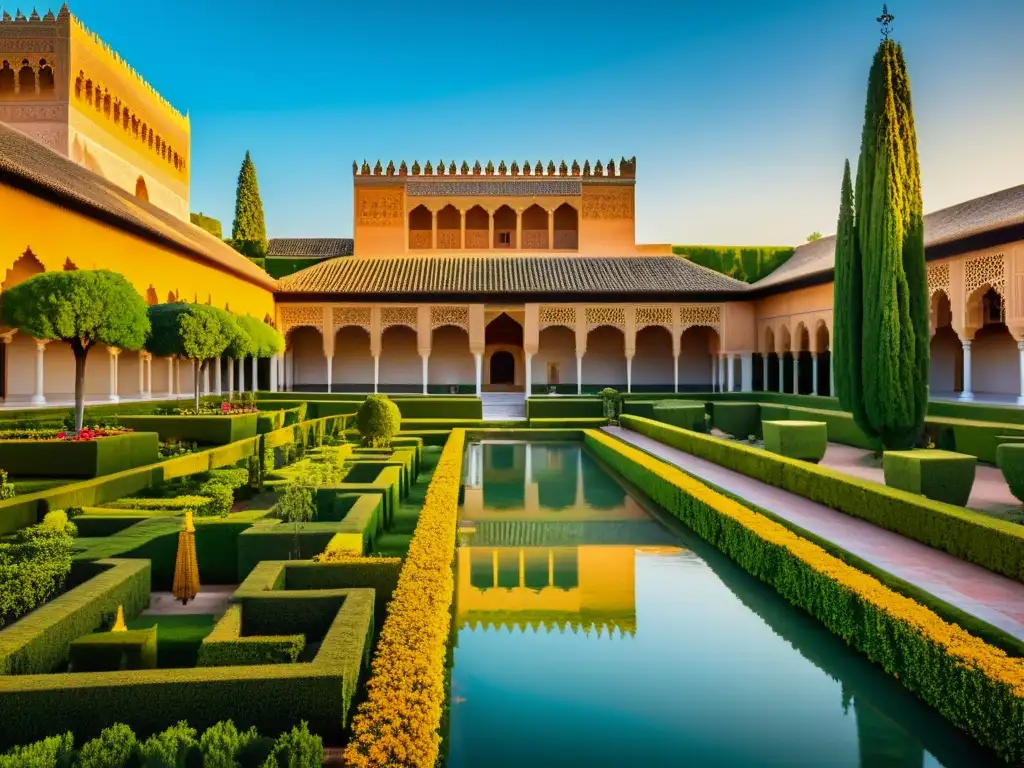 El legado islámico en ciencia y tecnología se refleja en la impresionante imagen de la Alhambra al atardecer en Granada, España