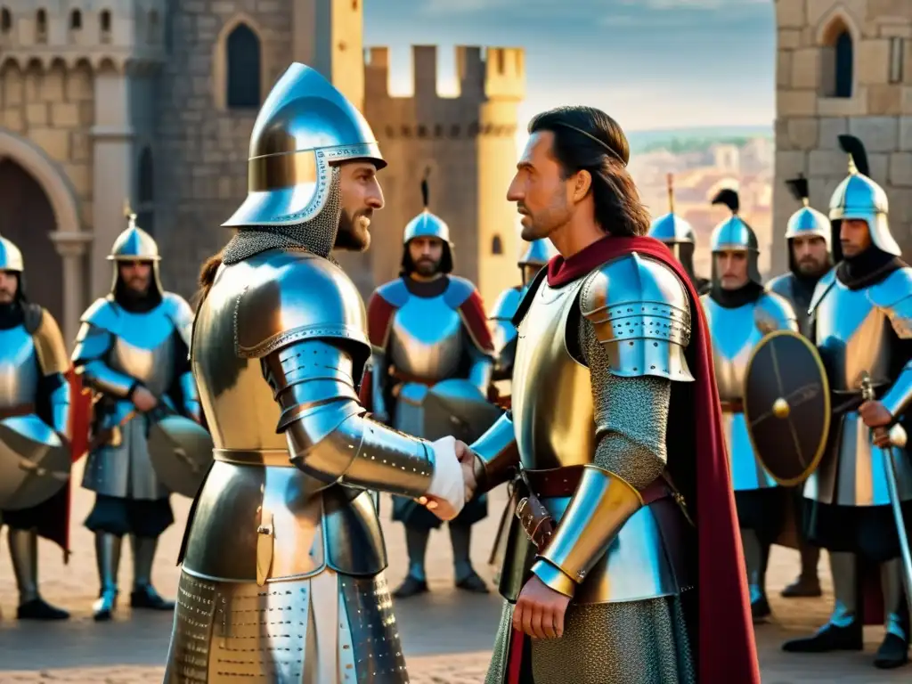 Encuentro histórico entre Saladino y Ricardo Corazón de León durante la Tercera Cruzada Saladino líder estratega cruzadas se reúne con Richard the Lionheart en escena histórica de la Tercera Cruzada