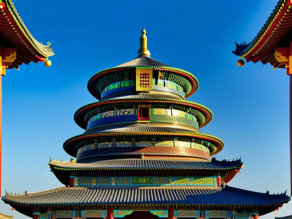 La majestuosa Gran Mezquita de Xi'an, con detalles ornamentados y colores vibrantes, simboliza la influencia cultural del Islam en China