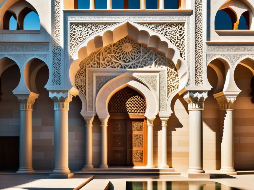 Majestuosa mezquita histórica, con detalles de mármol y piedra, bañada por la luz del sol