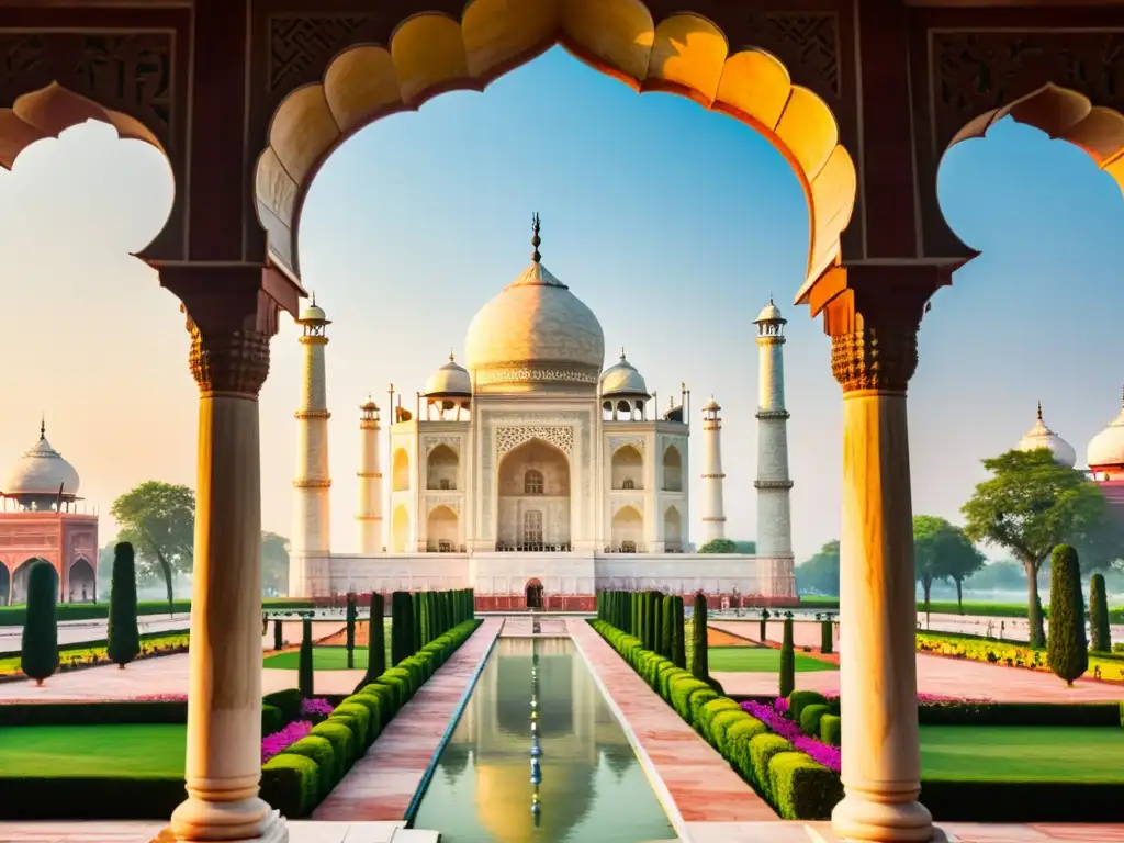 La majestuosidad del Taj Mahal al atardecer, resalta la riqueza cultural del Islam en Asia