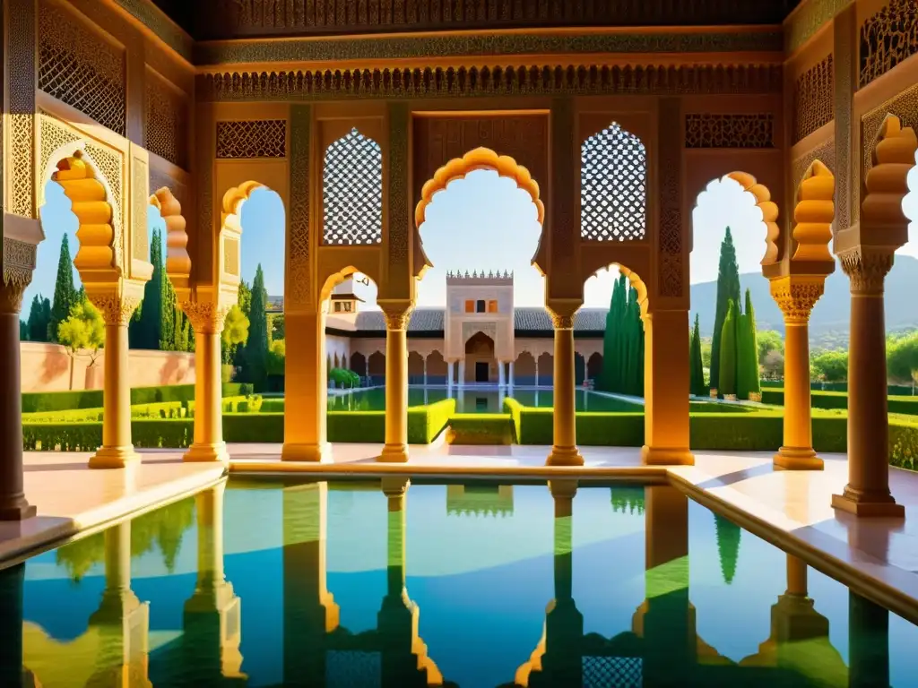 Descubre la majestuosidad de la Alhambra en Granada, España, con sus intrincados detalles y patrones geométricos