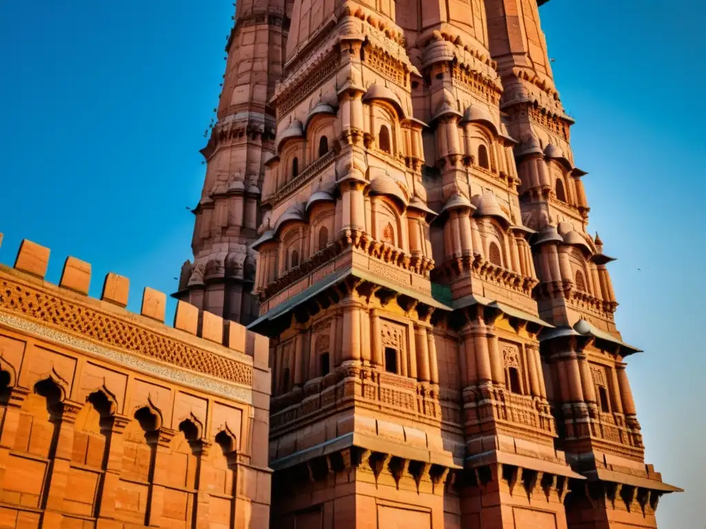 El majestuoso Qutb Minar se alza ante el cielo azul en Delhi, India, mostrando la expansión islámica en el subcontinente indio