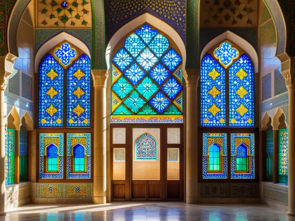 Maravillas de la arquitectura islámica: intrincados patrones y colores vibrantes en la mezquita Nasir alMulk en Shiraz, Irán