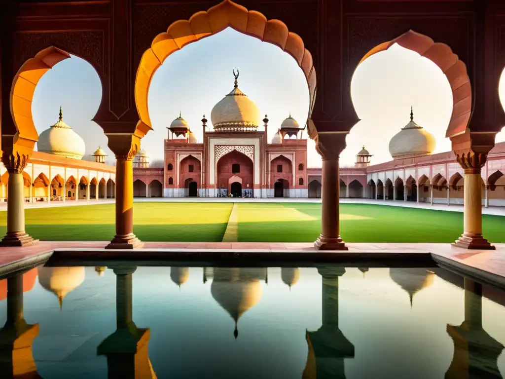 Maravillosa imagen del atardecer en la Mezquita Badshahi en Lahore, Pakistán, destacando el arte islámico del subcontinente indio