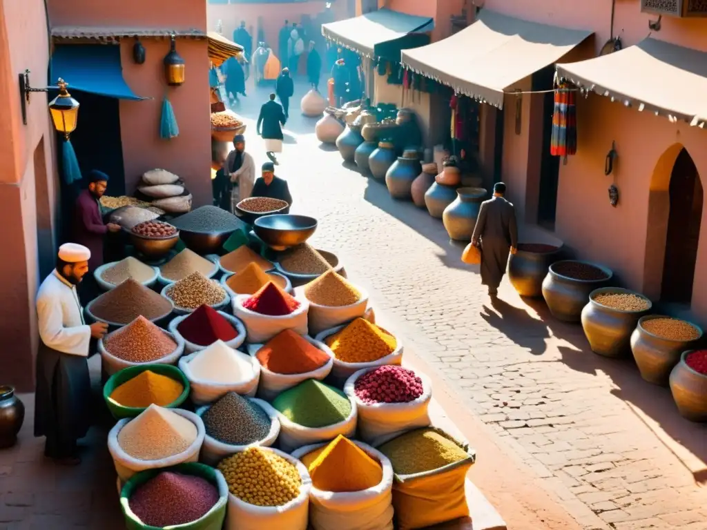 Mercado bullicioso de Marrakech, Marruecos