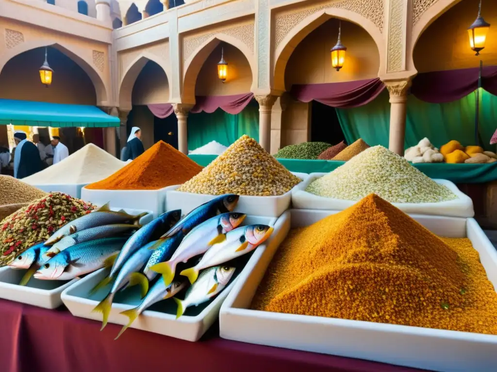 Mercado bullicioso en una antigua ciudad de Oriente Medio