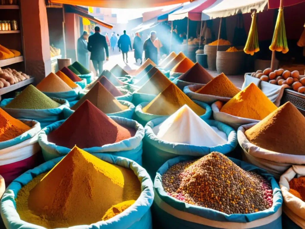 Un mercado de especias vibrante en Marrakech, Marruecos