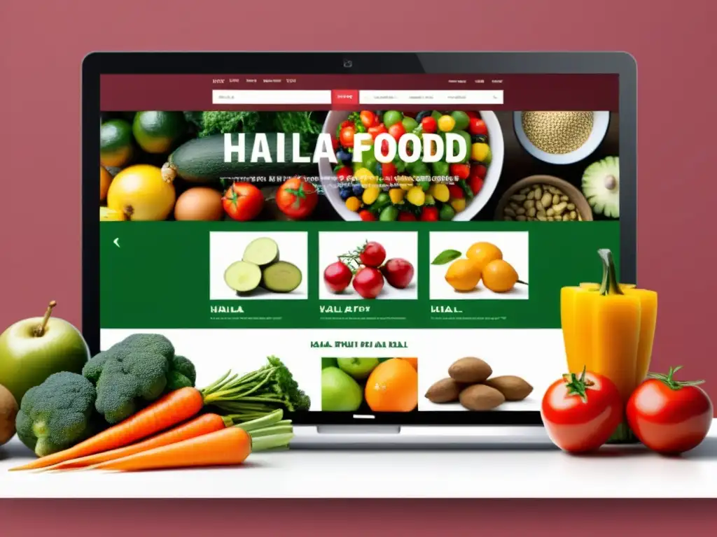 Mercado global online de comida Halal, con frutas, verduras, especias y carnes frescas de todo el mundo